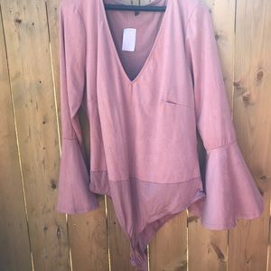 Nude Velour One Piece Top